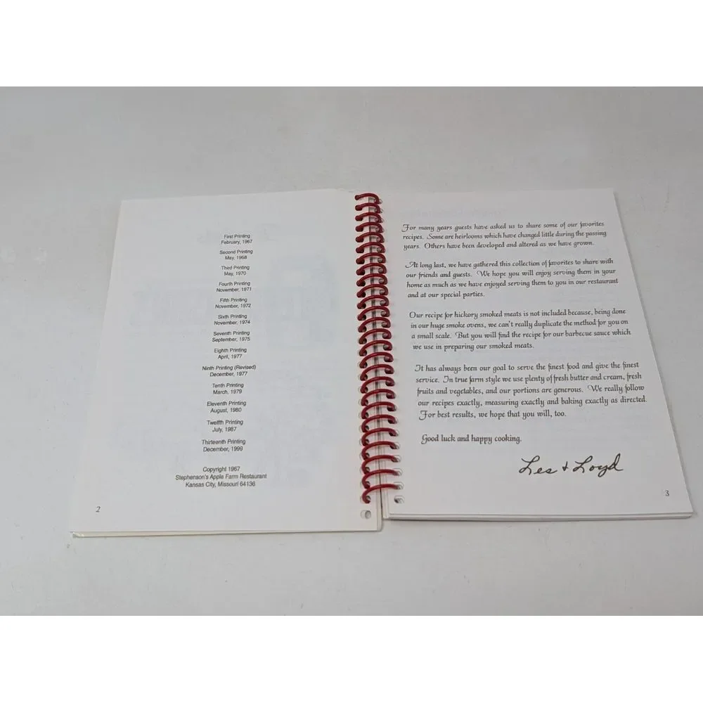 Stephenson's‎ Restaurant Receipts Secret Recipes Cookbook 1967 1999 Vintage